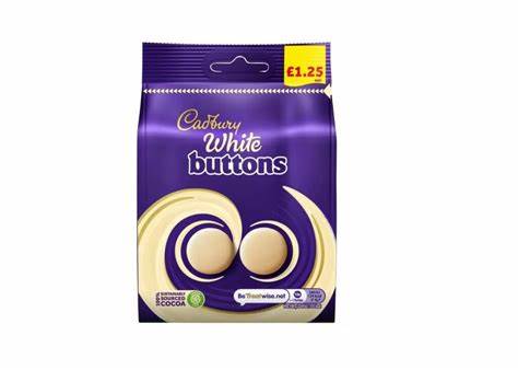 Cadbury White Buttons Chocolate Bag 85g £1.35 PMP