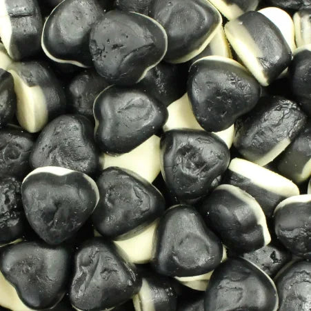 Black Liquorice Gummy Hearts - pick n Mix Sweets